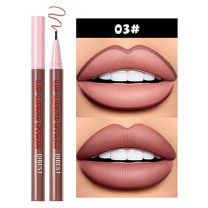 Blushimmer QIBEST matte liquid lipliner pencil for waterproof lip contour and plumping stain, natural lip outline and makeup.