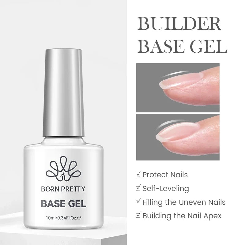 Blushimmer Born Pretty Jelly Nude Gel Nail Polish in light pink peach, 10ml translucent UV cure gel for DIY nail art at home.
