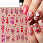 Red lips nail decal stickers by Blushimmer featuring love heart designs for romantic Valentine's Day nail decor.
