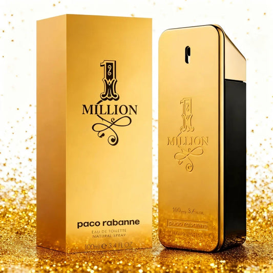 Paco Rabanne 1 Million men's Eau de Toilette tester bottle, 3.4 fl oz, long-lasting fragrance, displayed on a neutral background.