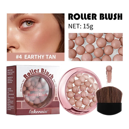 Blushimmer Lakerain spherical pink pearl blush ball with delicate brightening and cosmetic finish, shown in close-up.