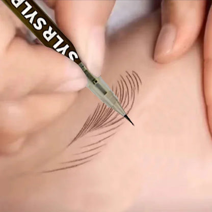 Blushimmer ultra fine eyebrow pen in black, showing the slim, long-lasting, waterproof liquid eyebrow pencil with high pigmentation.
