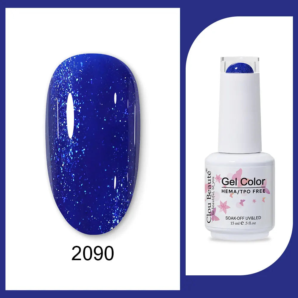 Clou Beaute 15ml neon gel nail polish base and top coat in red, black, white, green, velvet finish, semi-permanent gel varnish