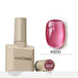 MAYCHAO 12ml Jelly Gel Nail Polish Top Coat by Blushimmer, semi-permanent UV/LED gel for long-lasting manicures, shown on nails.