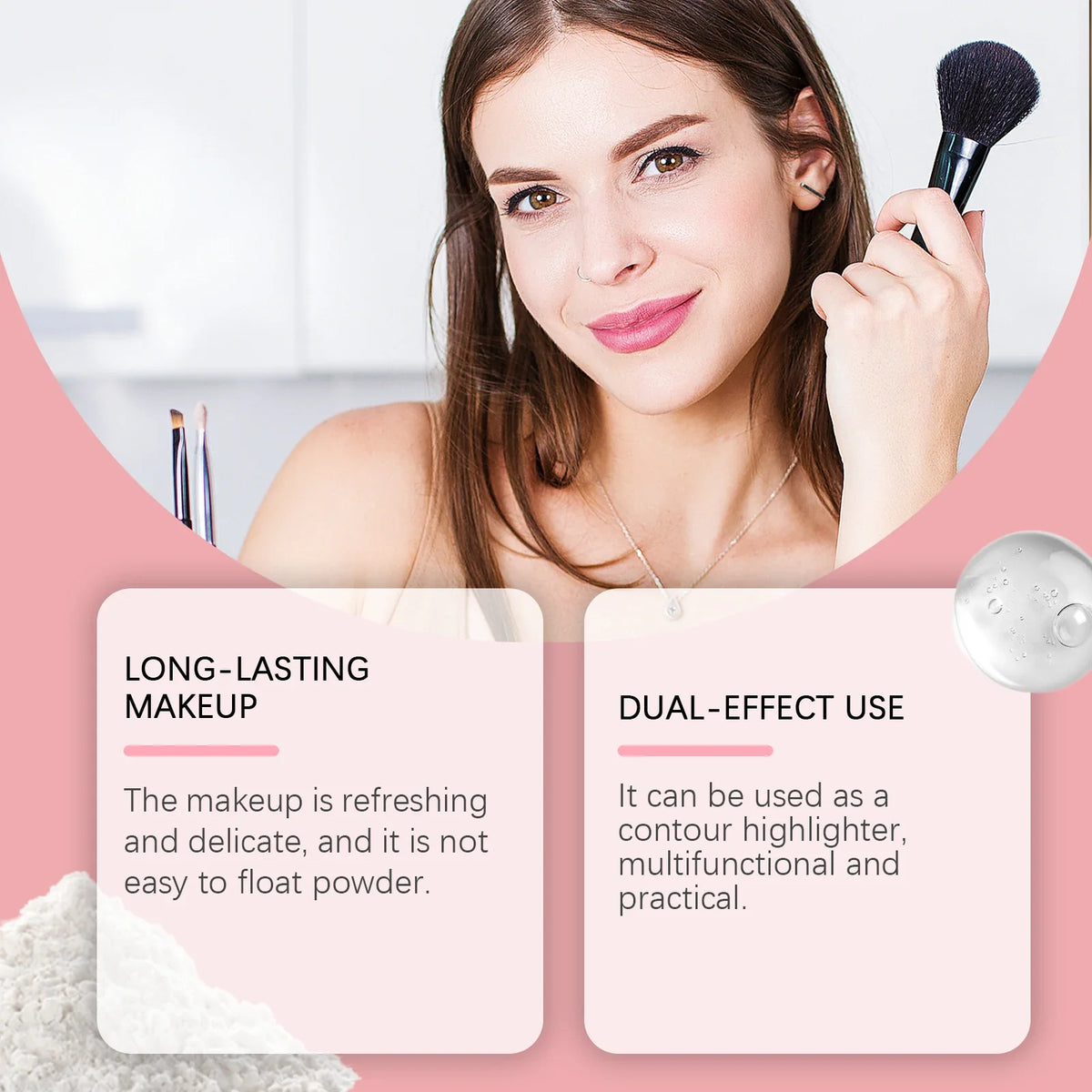 Blushimmer full coverage pressed powder foundation with oil control, brightening, waterproof finish, and flawless face makeup setting.