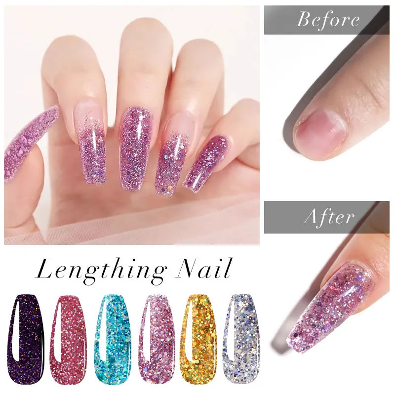 Blushimmer poly nail gel full set with 6W LED lamp, beginner nail tips, 3D design, decoration tools for professional manicure.