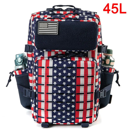 Tactical backpack by Adventure Club Store in black with water bottle holder, suitable for outdoor activities and small school use.