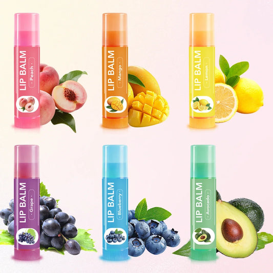Six cute fruit-shaped lip balms in a set by Blushimmer, perfect for Christmas or birthday gifts for girls and friends.