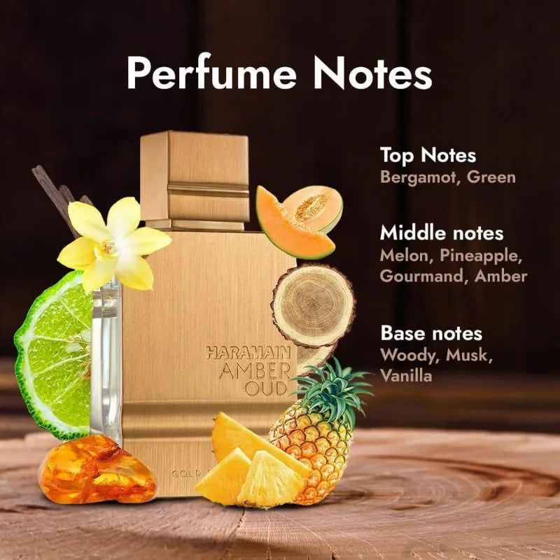 Blushimmer Amber Oud Gold Edition Arabian perfume spray, 60ml, featuring luxurious floral and oud notes, attractive for women.