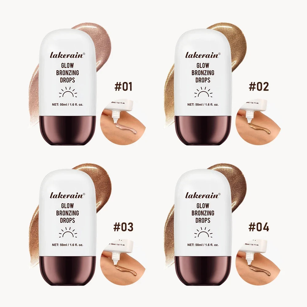 Blushimmer Glow Bronzing Drops liquid bronzer serum with face peptides for a radiant, hydrating summer glow on the skin.