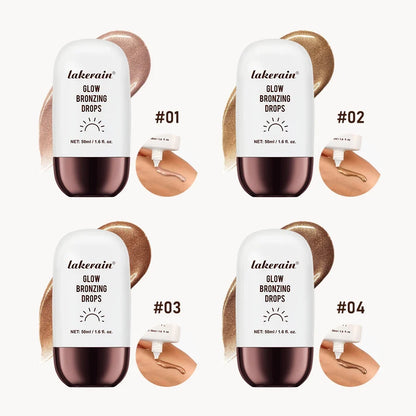 Blushimmer Glow Bronzing Drops liquid bronzer serum with face peptides for a radiant, hydrating summer glow on the skin.