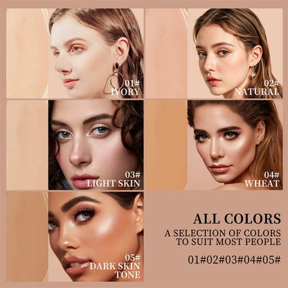 Blushimmer stick foundation balm serum with high coverage, travel-friendly bronze skin tint and smooth plumper finish.