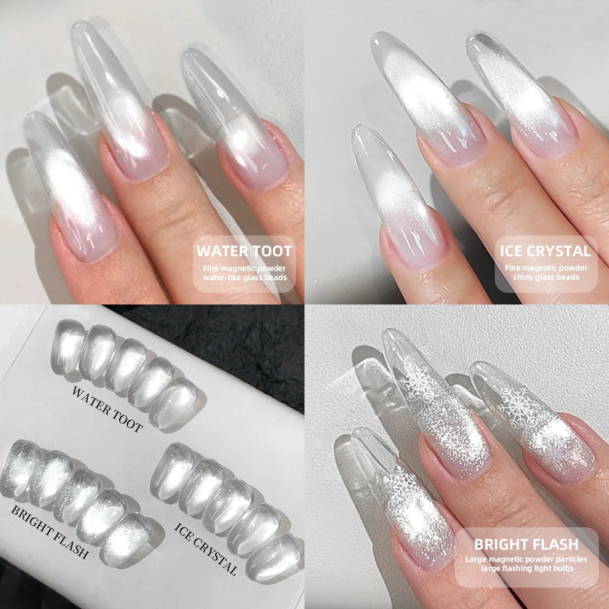 XEIJAYI 3-pack white cat's eye magnetic gel nail polish by Blushimmer, 15ml bottles with ultra shine, quick-dry, soak-off UV/LED varnish