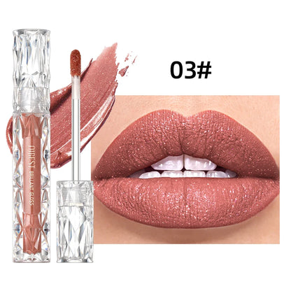 Blushimmer QIBEST 10-color matte shiny glitter liquid lipstick and lip gloss with waterproof, long-lasting, diamond finish for women.
