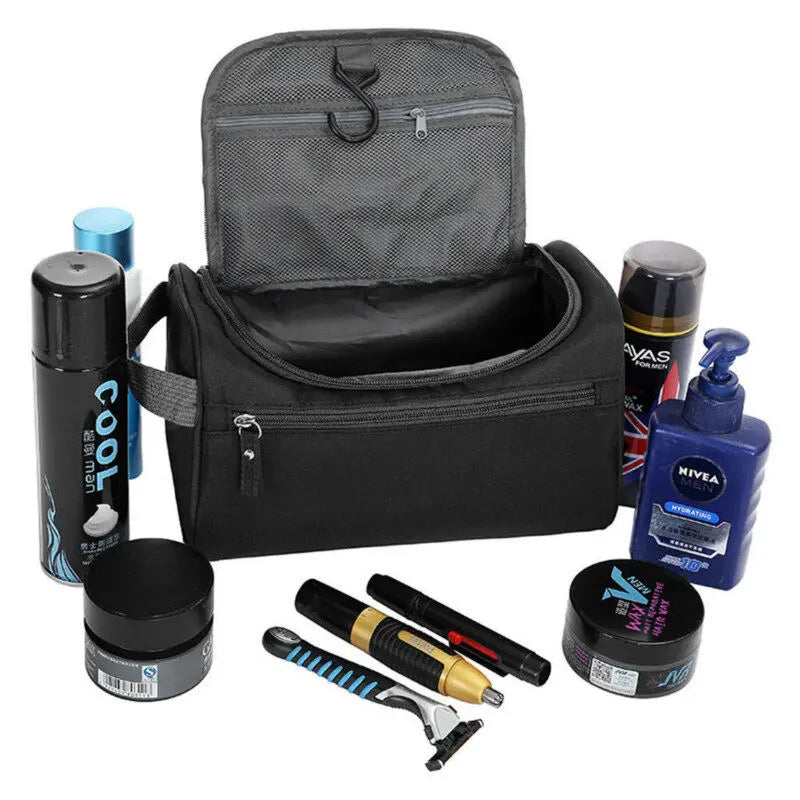 Waterproof Blushimmer portable unisex makeup bag with hanging toiletry organizer and cosmetic pouch for women and men.