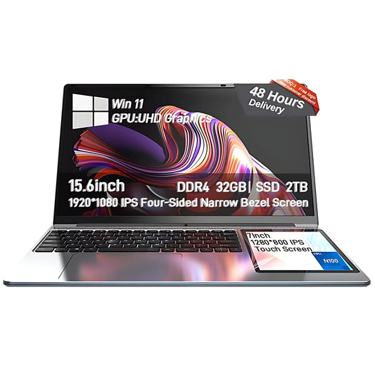 DS156 Brand New Business Gaming Laptop Ultra Thin 15.6 + 7 Inch Dual Screen Laptop 16GB RAM 128/256/512 GB SSD Notebook Computer