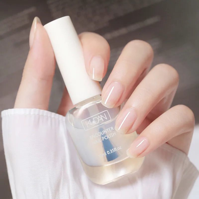 Blushimmer 10ml water-based nail polish bottle with semi-permanent, quick-dry formula in various vibrant colors for DIY manicures.