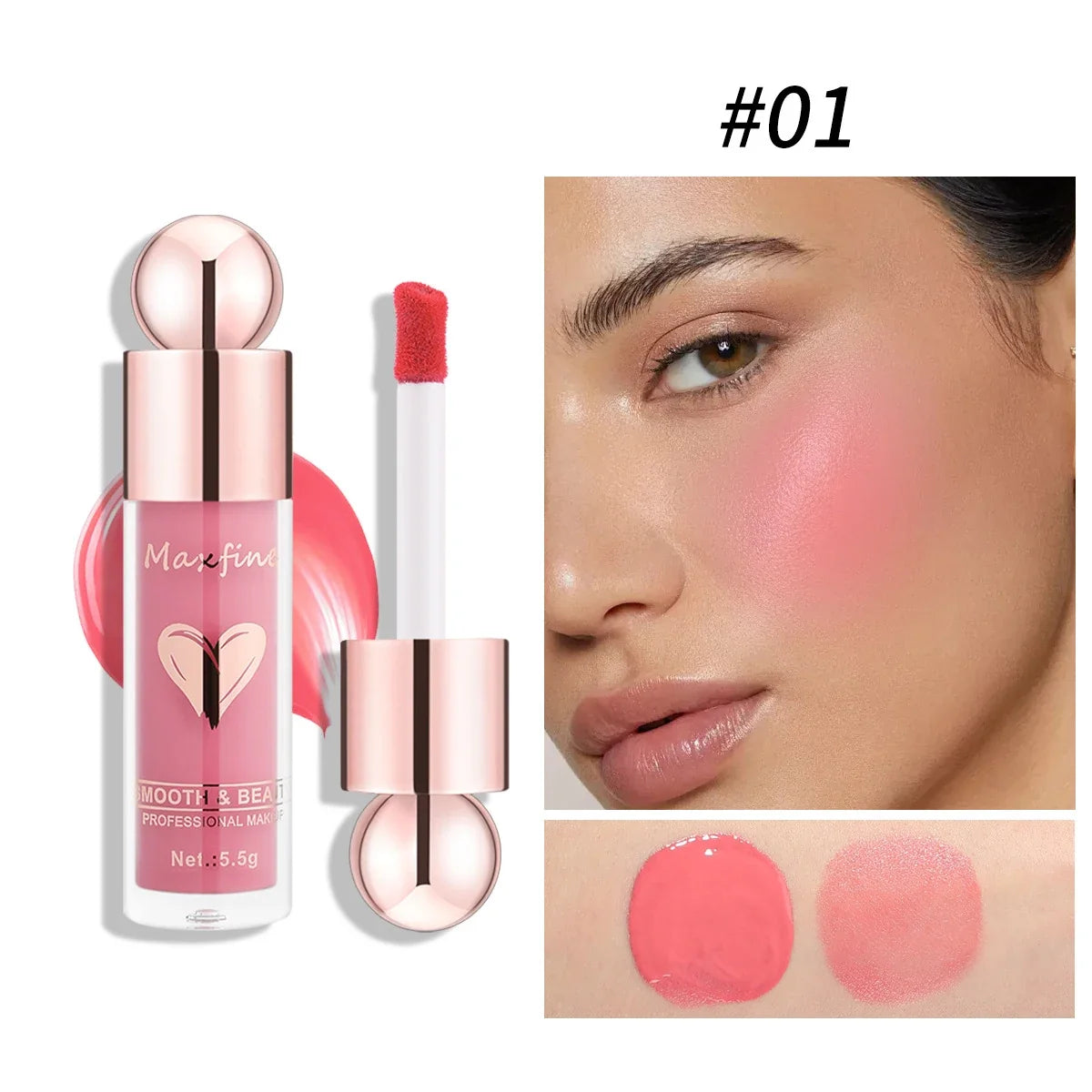 Multifunctional Liquid Blush with Smooth Texture Long Lasting Pigmentation Hydrating Formula and High Light Effect for Makeup