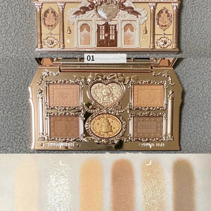 Blushimmer Flower Knows Sweetie Bear Eyeshadow Palette with 6 matte and shimmer eye shadow colors displayed in an open palette.