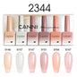 Blushimmer CANNI nail gel polish kit with 6 bottles in jade, nude, pink shades, HEMA free, perfect for French and natural nail designs