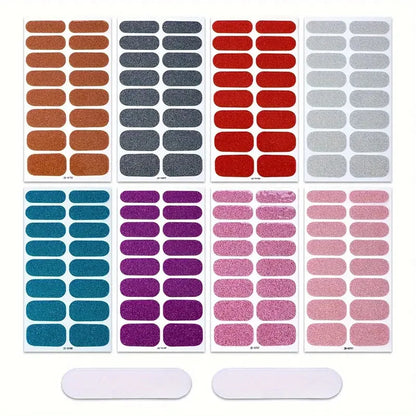 Gradient Cat Eye Style Nail Art Stickers, 16-Piece Set Self-Adhesive Waterproof Glitter False Nail Decals