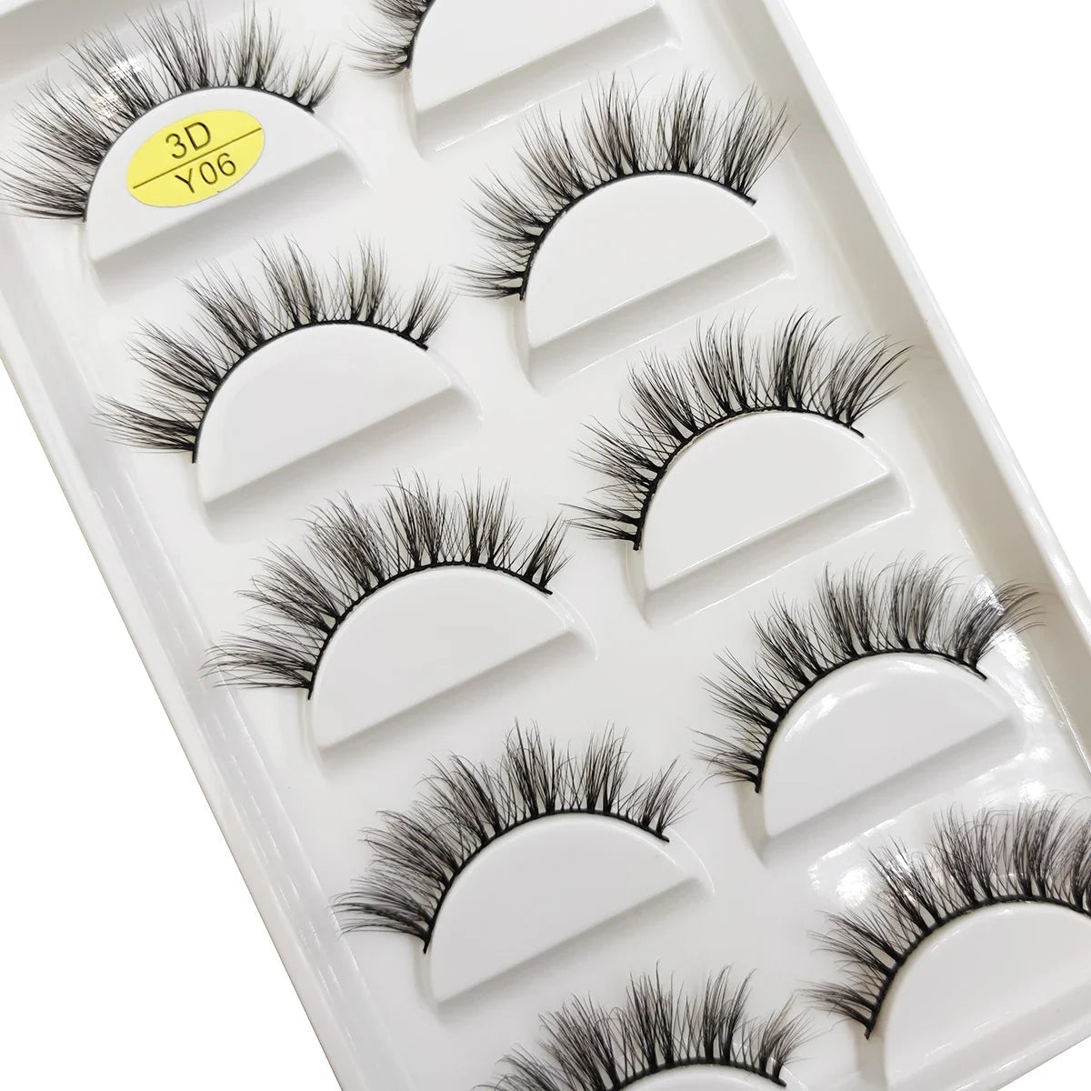 Five pairs of Blushimmer 3D mink false eyelashes with soft wispy, fluffy design, featuring nine styles for natural beauty and makeup.