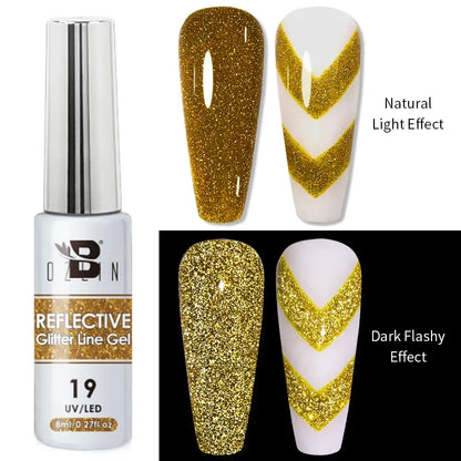 Blushimmer gold and silver metallic gel nail polish in 5ML container with chrome mirror finish, UV LED semi-permanent nail gel.
