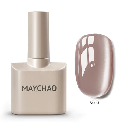 Blushimmer Maychaoromantic galaxy cat eye gel nail polish with holographic rainbow effect and magnetic finish for nail manicure.