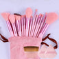 Soft fluffy Blushimmer makeup brush set with foundation, powder, eyeshadow, and blending brushes for professional cosmetic application.