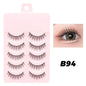 Blushimmer DINGSEN fake anime eyelashes with five pairs of natural-looking, clear band manga eyelash extensions for daily makeup.