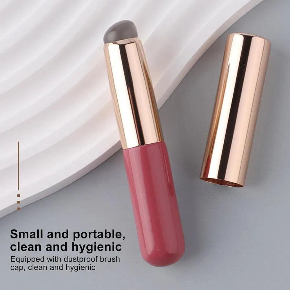 Blushimmer silicone lip brush with cover cap, soft round head concealer brush for precise lipstick application