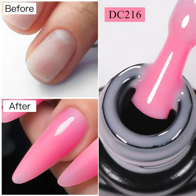 Blushimmer MTSSII 7ml quick extension nail gel in transparent nude pink and red for building and nail art application.