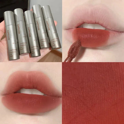 Blushimmer velvet matte mist lip gloss in waterproof, smudge-proof liquid lipstick with a sleek tube and applicator.