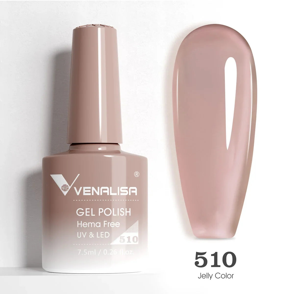 Venalisa Blushimmer glitter gel polish in pink nude, full coverage UV and LED soak-off nail gel with holographic sparkle.