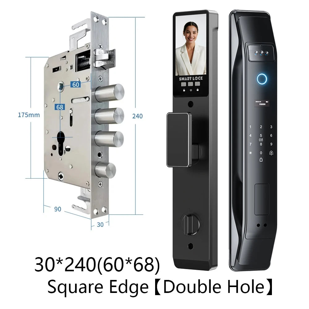 SANKESONG Tuya Smart 3D Face Door Lock Security Camera Monitor Intelligent Fingerprint Password Biometric Electronic Key Unlock