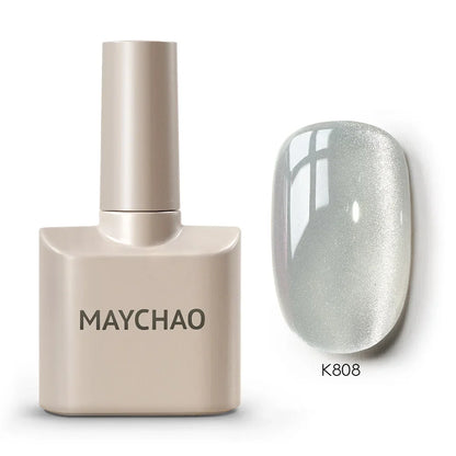 Blushimmer MAYCHAORomantic Galaxy cat eye gel nail polish with holographic rainbow effect and magnetic finish for nail manicure.