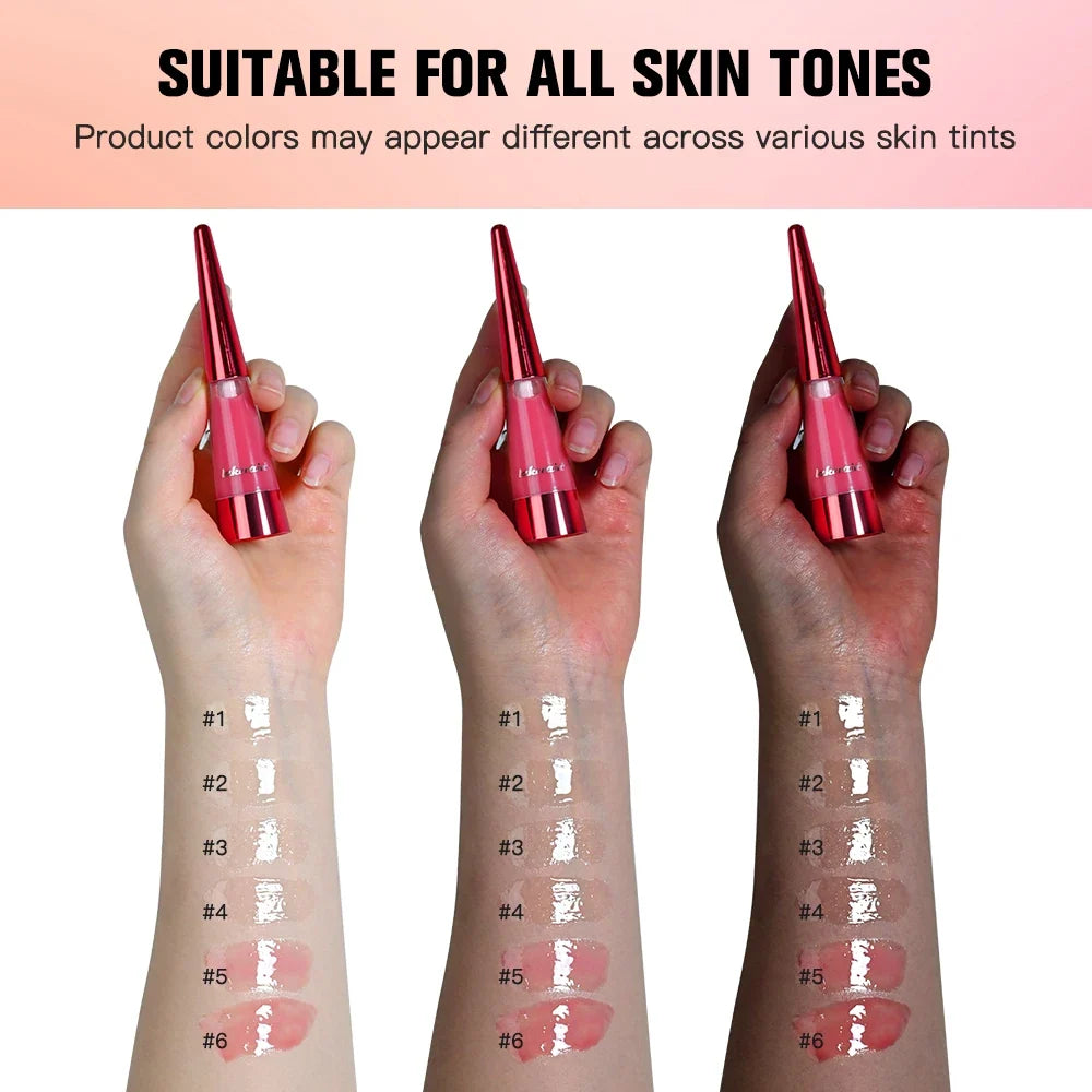 Blushimmer instant plumping lip oil in a clear tube, glossy, hydrating, non-sticky moisturizing lip gloss for a long-lasting shine.