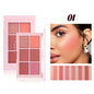Blushimmer Long Wear Blush Makeup Palette with buildable color, velvet finish, and cheek contouring powders for brightening.