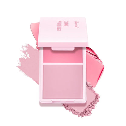 Blushimmer Juvia's Cream Powder Matte Blush Duo with high pigment, natural rose shades, long-lasting and natural matte finish.