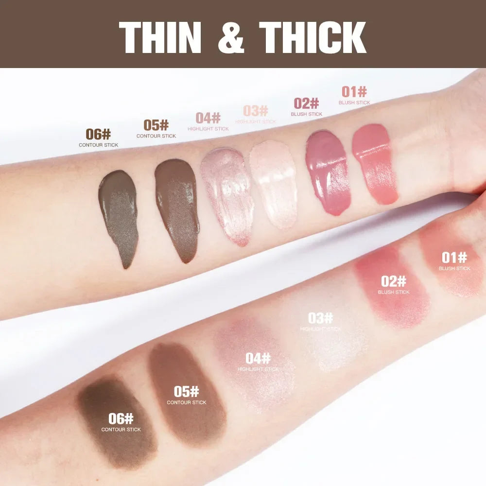 Blushimmer multifunctional makeup pen with liquid blush, bronzer, highlighter, and sponge tip for contouring and highlighting.