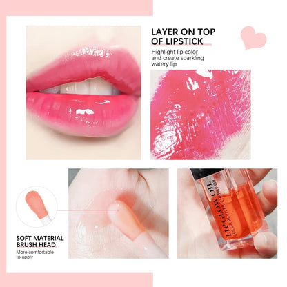 Blushimmer Crystal Jelly Moisturizing Lip Oil with tinted, plumping gloss and sexy, glossy finish on lips.