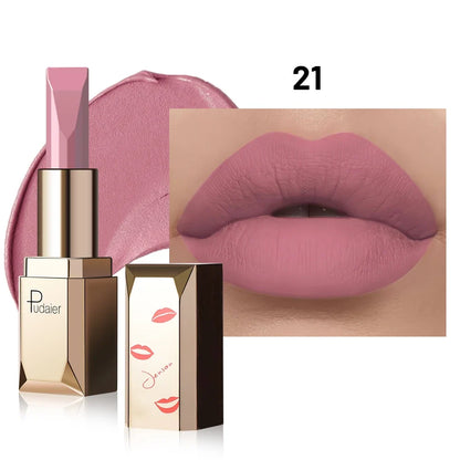 Blushimmer matte velvet lipstick in a smooth, high-pigment shade with long-lasting, non-drying formula and stain resistance.