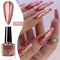 Blushimmer 8ml mirror metallic nail polish bottle with shiny, multi-tone finish for salon-quality, long-lasting DIY manicures.