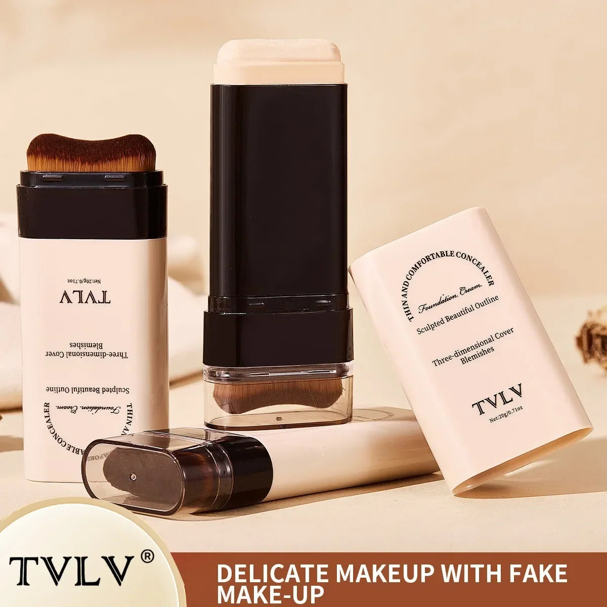 Blushimmer TVLV Velvet Moist Light Eraser Foundation Stick with brush for flawless, long-lasting concealer and face makeup application