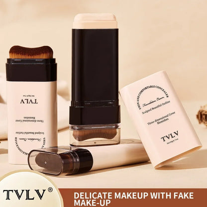 Blushimmer TVLV Velvet Moist Light Eraser Foundation Stick with brush for flawless, long-lasting concealer and face makeup application