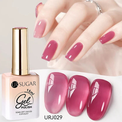 UR SUGAR 15ml Jelly Milky White Translucent Color Gel Polish Semi Permanent UV Gel Nail Art Soak Off Gel Varnish Latest Fashion