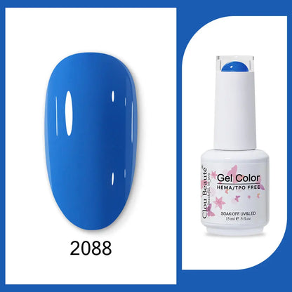 Blushimmer Clou Beaute 15ml neon gel nail polish base and top coat in red, black, white, green, velvet finish, semi-permanent varnish