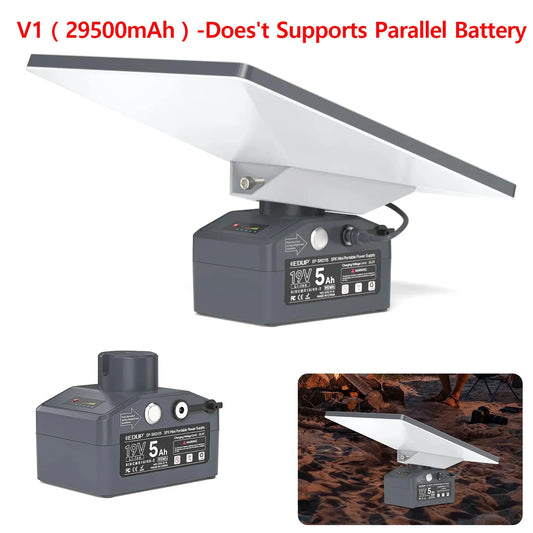 Expandable BACKUPMYFILESNOW® battery pack for Starlink Mini, portable 29700mAh power bank with parallel connection for outdoor use.