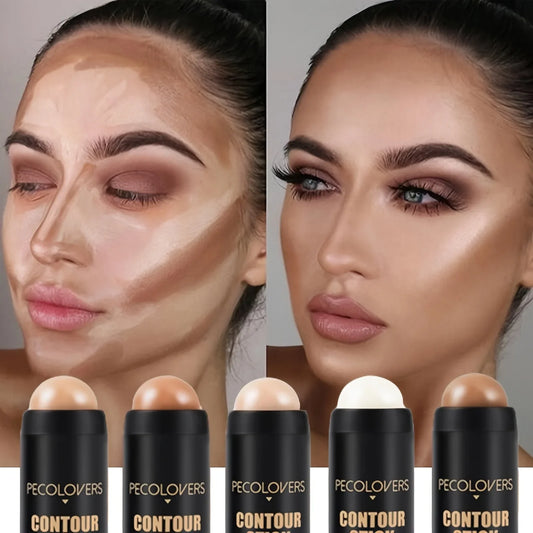 Blushimmer highlighter and contouring makeup stick with blush and concealer for natural 3D face enhancement, shown in a sleek applicator.