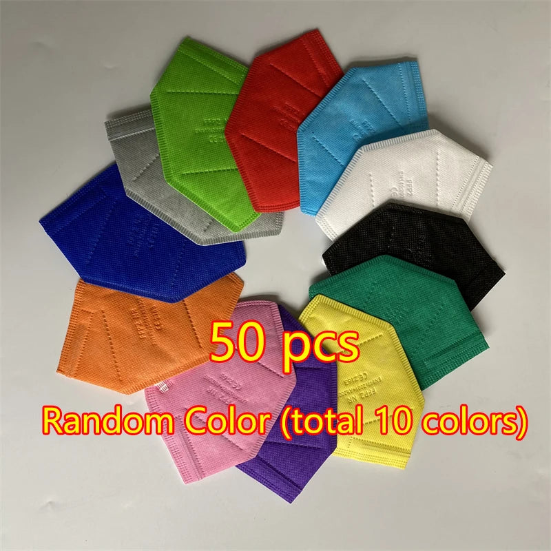 10-200pcs FPP2 Masks Black FFP2 Masks CE Approved ffp2mask Adult 12 Colors Adult Face Mask Dustproof Respirator KN95 Facemask